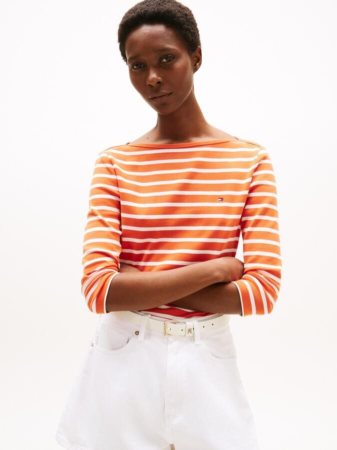 Tommy Hilfiger Shirt met 3 4 mouwen NEW CODY SLIM BOAT-NK 3 4SLV met boothals en strepen - Foto 4