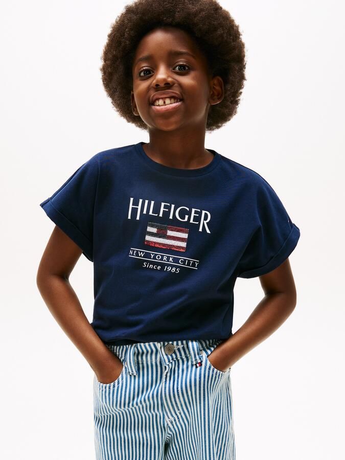 Tommy Hilfiger Shirt met korte mouwen HILFIGER SEQUINS FLAG TEE SS met pailletten met logo-print - Foto 8