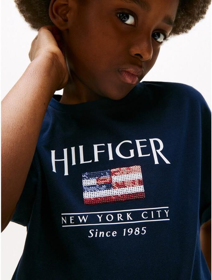 Tommy Hilfiger Shirt met korte mouwen HILFIGER SEQUINS FLAG TEE SS met pailletten met logo-print - Foto 2