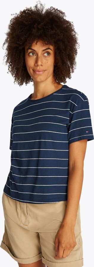 Tommy Hilfiger Shirt met korte mouwen MODERN CO LINEN C-NK SS met strepenpatroon verkoelend premium linnen - Foto 5