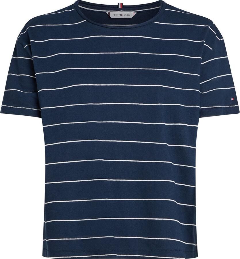 Tommy Hilfiger Shirt met korte mouwen MODERN CO LINEN C-NK SS met strepenpatroon verkoelend premium linnen