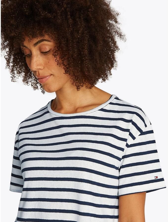 Tommy Hilfiger Shirt met korte mouwen MODERN CO LINEN C-NK SS met strepenpatroon verkoelend premium linnen - Foto 2