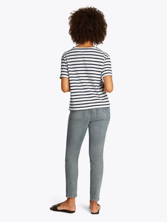 Tommy Hilfiger Shirt met korte mouwen MODERN CO LINEN C-NK SS met strepenpatroon verkoelend premium linnen - Foto 4