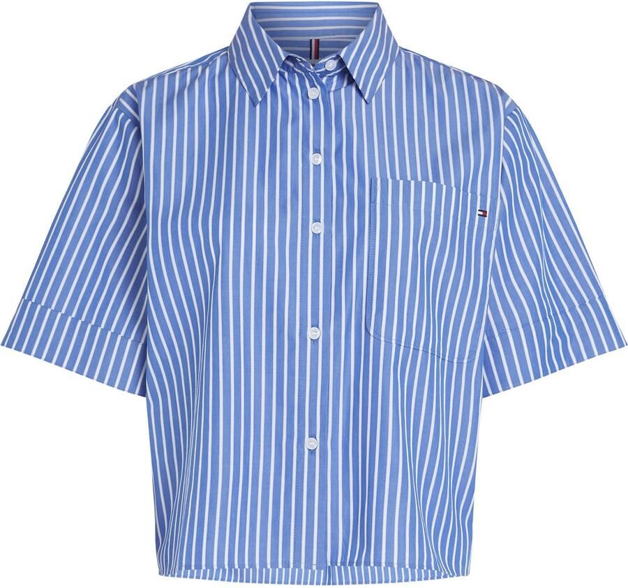 Tommy Hilfiger Shirt met korte mouwen POPLIN BOXY SHORT S S SHIRT met borstzak logo-borduursel