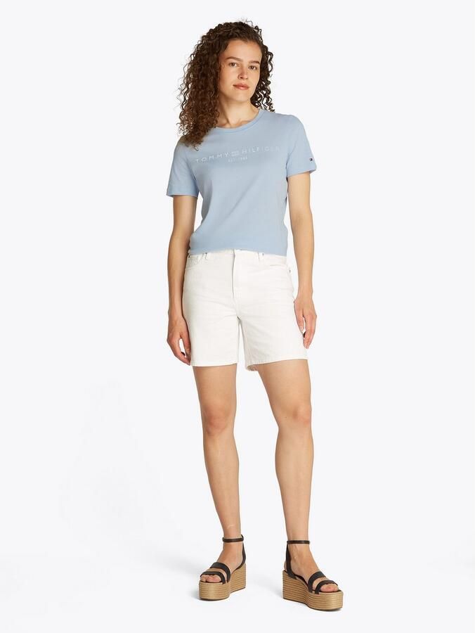 Tommy Hilfiger Shirt met korte mouwen REG CORP LOGO C-NK met logo en borduursel gemêleerd casual regular fit katoen ronde hals - Foto 7