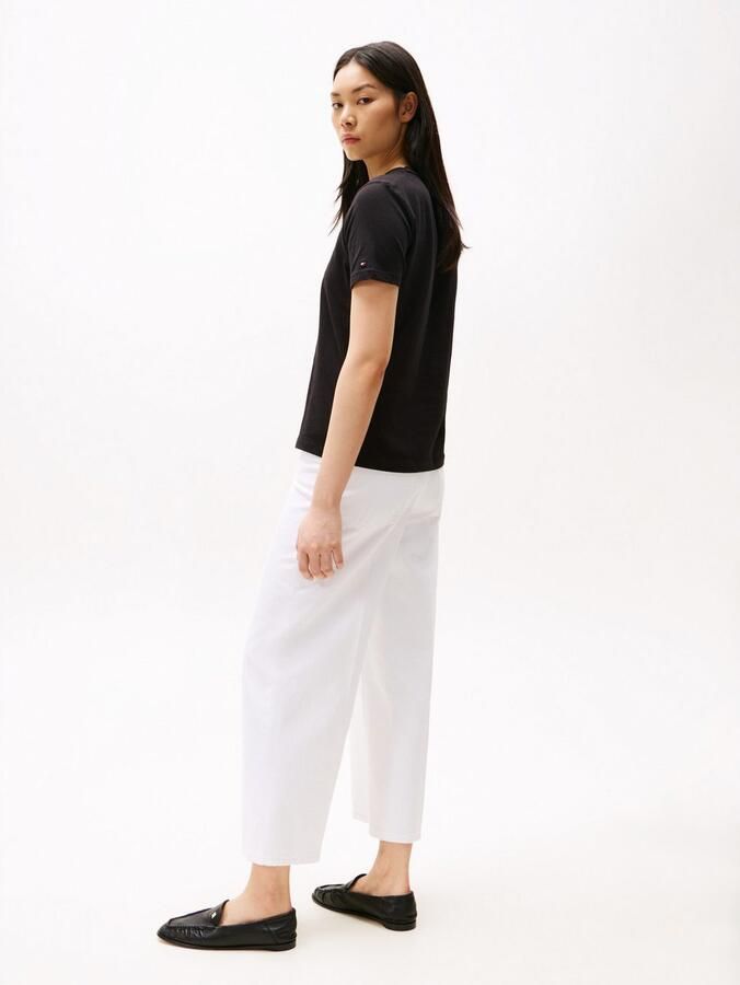 Tommy Hilfiger Shirt met korte mouwen REG CORP LOGO C-NK met logo en borduursel gemêleerd casual regular fit katoen ronde hals