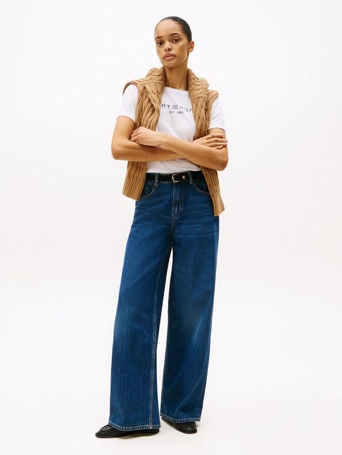 Tommy Hilfiger Shirt met korte mouwen REG CORP LOGO C-NK met logo en borduursel gemêleerd casual regular fit katoen ronde hals - Foto 9