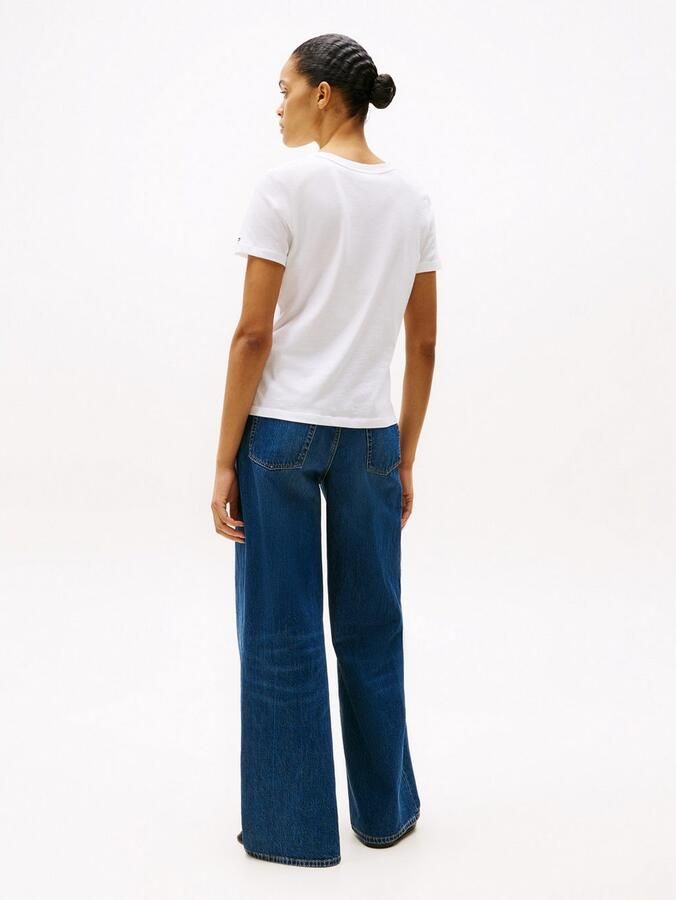 Tommy Hilfiger Shirt met korte mouwen REG CORP LOGO C-NK met logo en borduursel gemêleerd casual regular fit katoen ronde hals - Foto 6