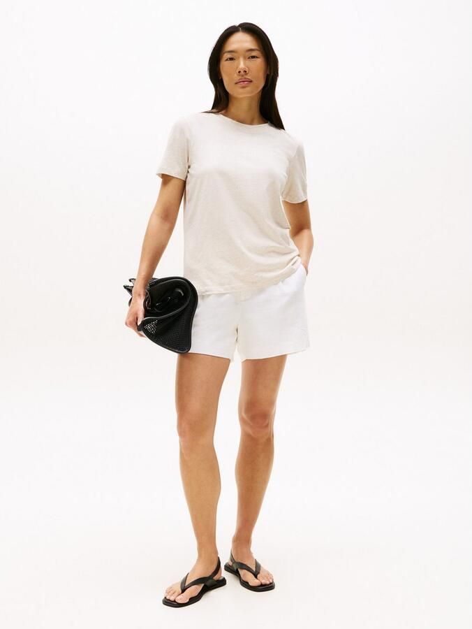 Tommy Hilfiger Shirt met korte mouwen REG CORP LOGO C-NK met logo en borduursel gemêleerd casual regular fit katoen ronde hals