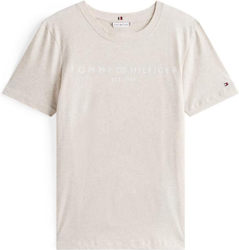 Tommy Hilfiger Shirt met korte mouwen REG CORP LOGO C-NK met logo en borduursel gemêleerd casual regular fit katoen ronde hals - Foto 3