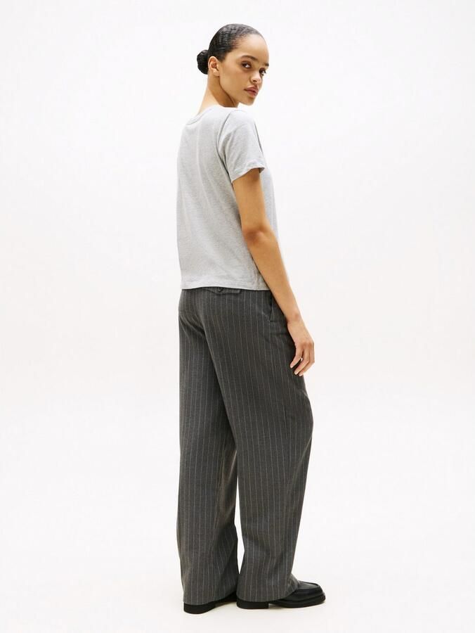 Tommy Hilfiger Shirt met korte mouwen REG CORP LOGO C-NK met logo en borduursel gemêleerd casual regular fit katoen ronde hals