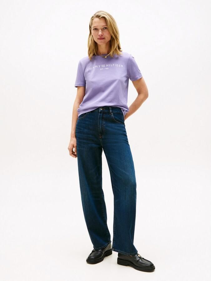 Tommy Hilfiger Shirt met korte mouwen REG CORP LOGO C-NK met logo en borduursel gemêleerd casual regular fit katoen ronde hals - Foto 2