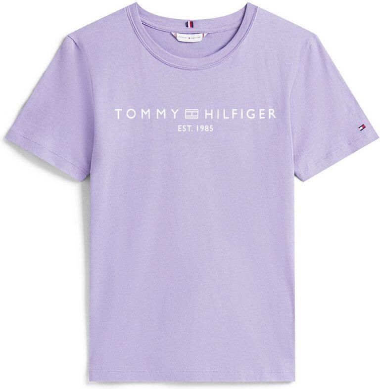 Tommy Hilfiger Shirt met korte mouwen REG CORP LOGO C-NK met logo en borduursel gemêleerd casual regular fit katoen ronde hals - Foto 4