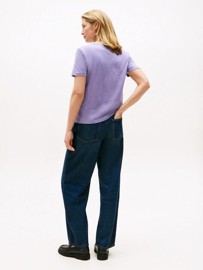 Tommy Hilfiger Shirt met korte mouwen REG CORP LOGO C-NK met logo en borduursel gemêleerd casual regular fit katoen ronde hals - Foto 3