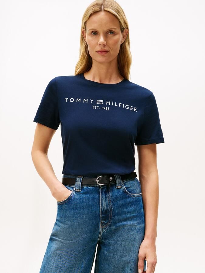 Tommy Hilfiger Shirt met korte mouwen REG CORP LOGO C-NK met logo en borduursel gemêleerd casual regular fit katoen ronde hals - Foto 12