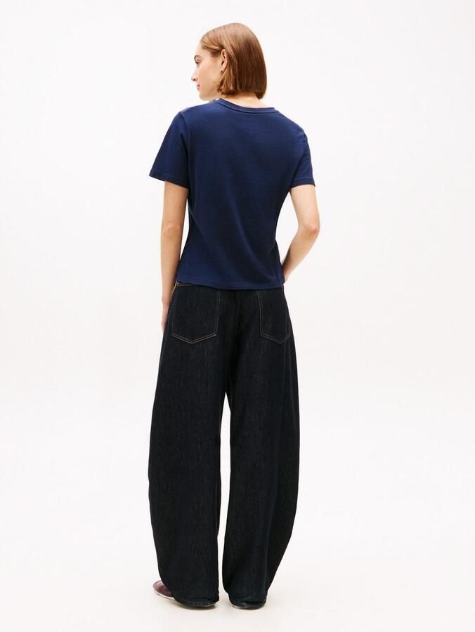 Tommy Hilfiger Shirt met korte mouwen REG CORP LOGO C-NK met logo en borduursel gemêleerd casual regular fit katoen ronde hals - Foto 9