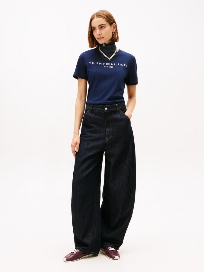 Tommy Hilfiger Shirt met korte mouwen REG CORP LOGO C-NK met logo en borduursel gemêleerd casual regular fit katoen ronde hals - Foto 10