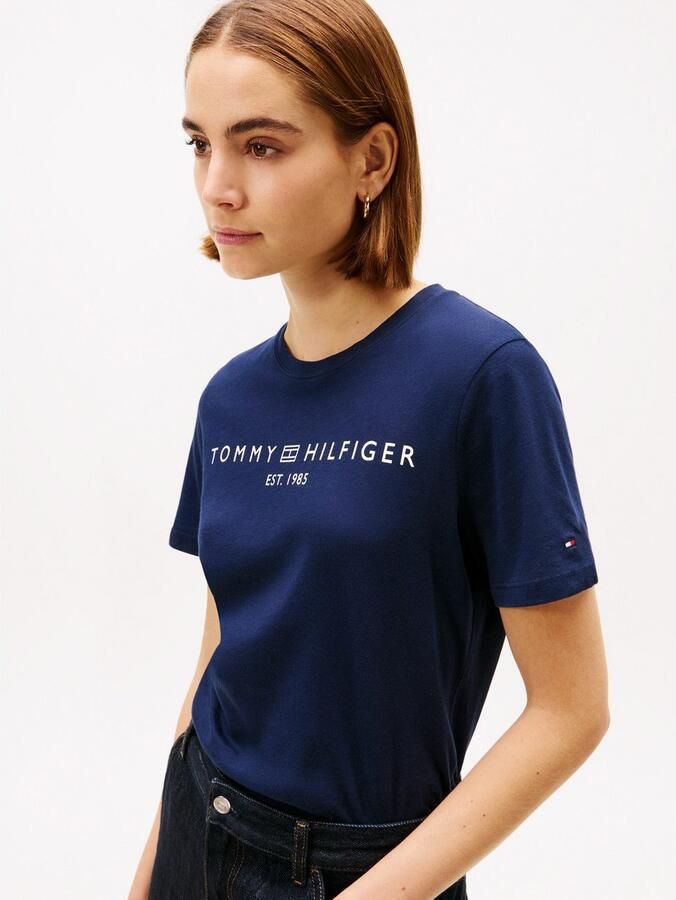 Tommy Hilfiger Shirt met korte mouwen REG CORP LOGO C-NK met logo en borduursel gemêleerd casual regular fit katoen ronde hals - Foto 11