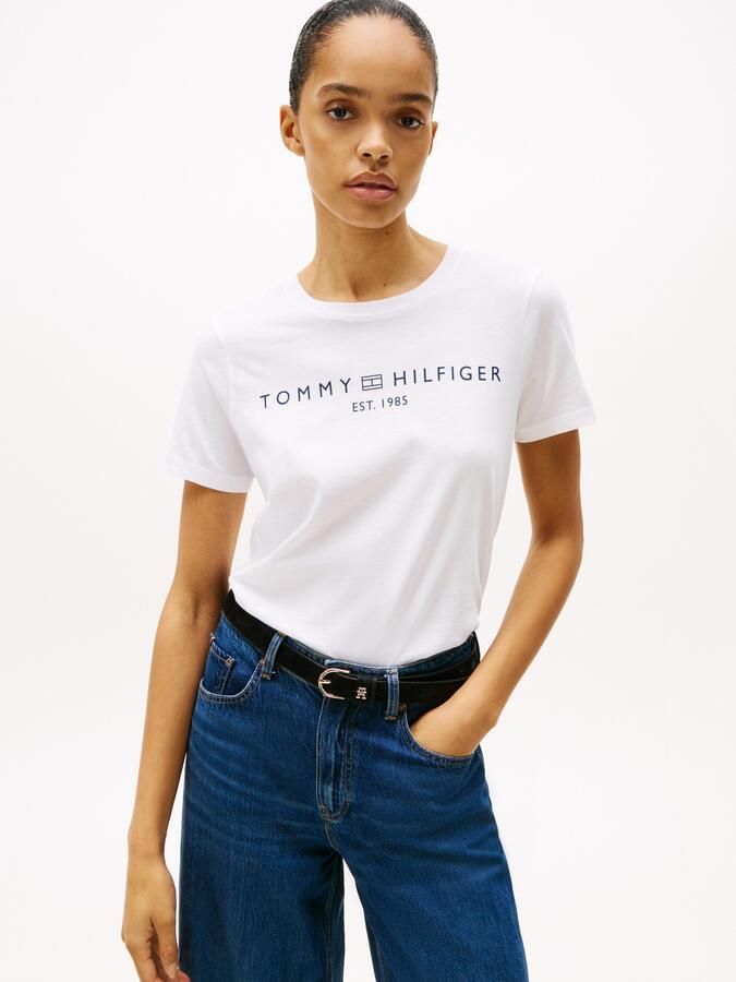 Tommy Hilfiger Shirt met korte mouwen REG CORP LOGO C-NK met logo en borduursel gemêleerd casual regular fit katoen ronde hals - Foto 7