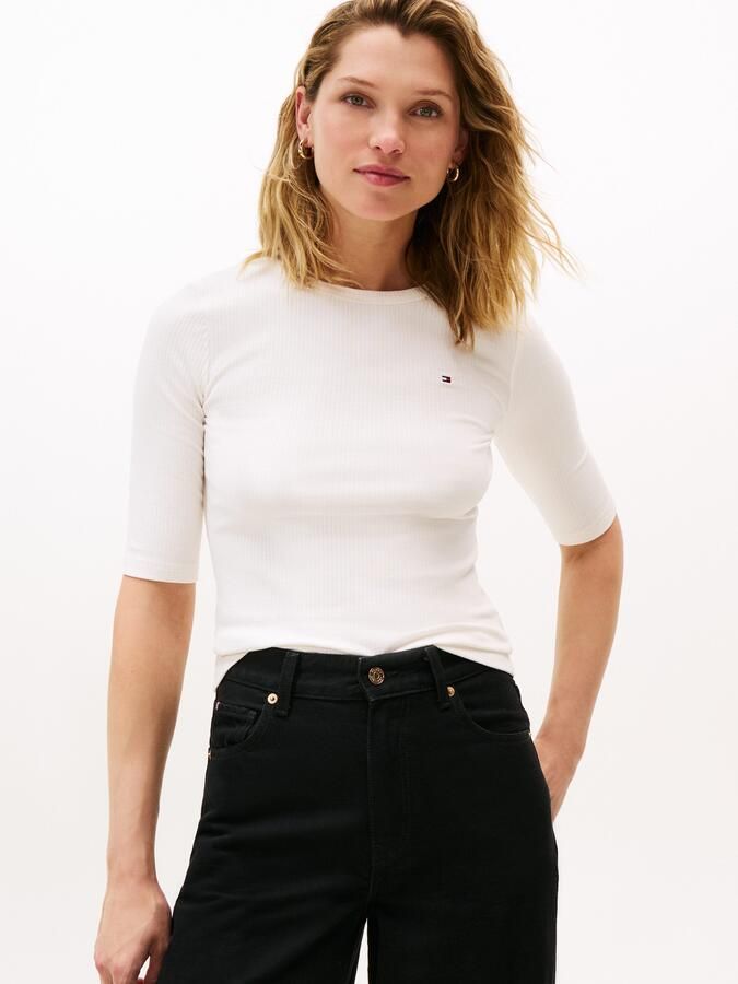 Tommy Hilfiger Shirt met korte mouwen SLIM 5X2 RIB C-NK 1 2 SLV met ronde hals en ribstructuur - Foto 5