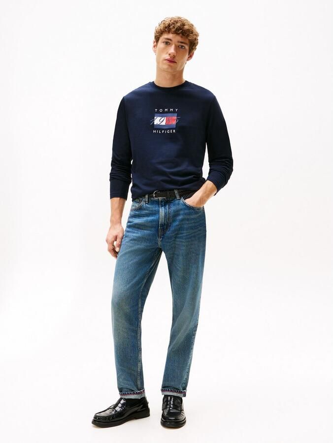 Tommy Hilfiger Shirt met lange mouwen LINEAR FLAG GRAPHIC Jersey ronde hals regular fit longsleeve - Foto 3