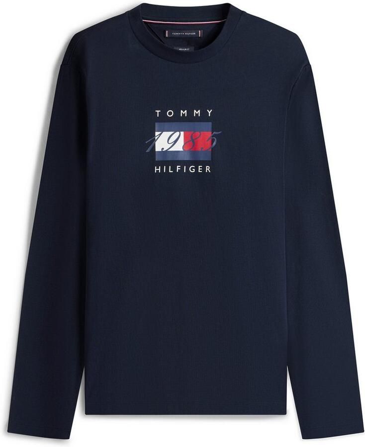 Tommy Hilfiger Shirt met lange mouwen LINEAR FLAG GRAPHIC Jersey ronde hals regular fit longsleeve