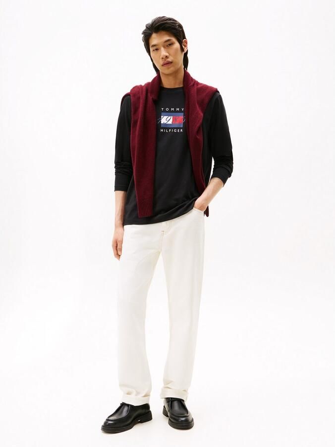 Tommy Hilfiger Shirt met lange mouwen LINEAR FLAG GRAPHIC Jersey ronde hals regular fit longsleeve - Foto 3