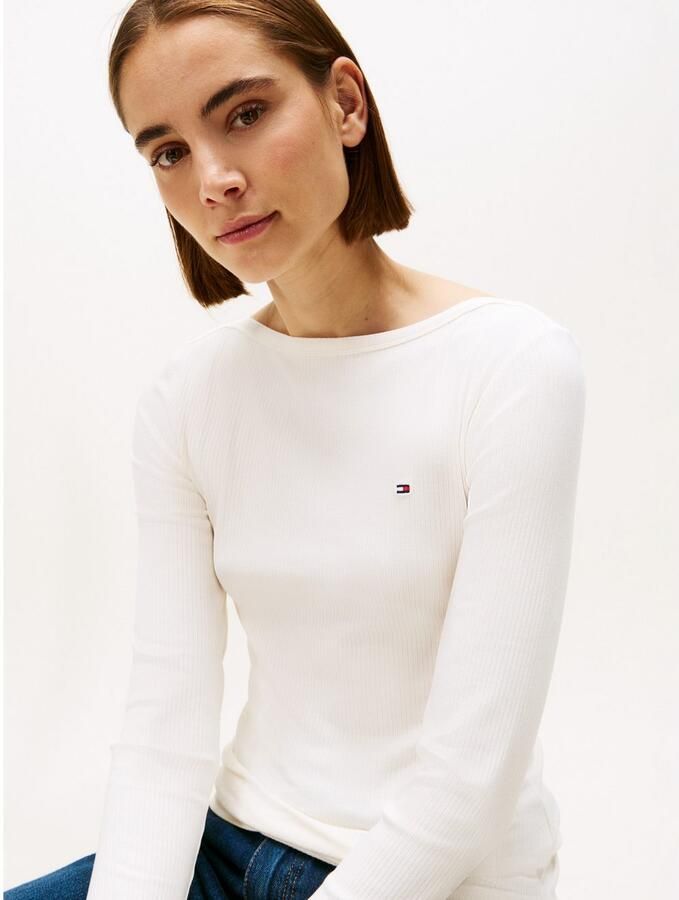 Tommy Hilfiger Shirt met lange mouwen SLIM 5X2 RIB BOAT-NK LS met boothals en ribstructuur - Foto 2