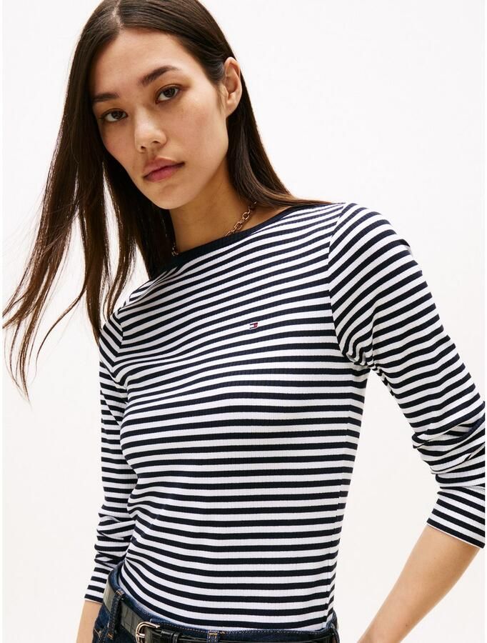 Tommy Hilfiger Shirt met lange mouwen SLIM 5X2 RIB BOAT-NK LS met boothals en ribstructuur - Foto 2