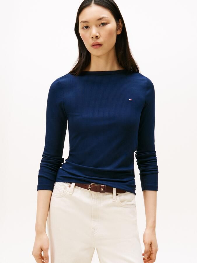 Tommy Hilfiger Shirt met lange mouwen SLIM 5X2 RIB BOAT-NK LS met boothals en ribstructuur - Foto 5