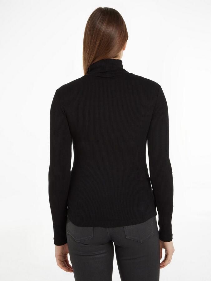 Tommy Hilfiger Shirt met lange mouwen SLIM 5X2 RIB ROLL-NK LS in een geribde structuur - Foto 6