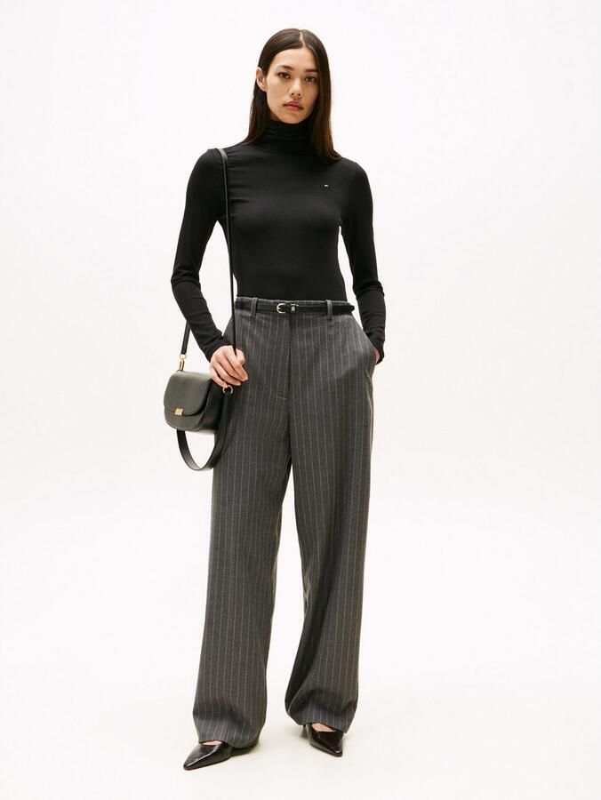 Tommy Hilfiger Shirt met lange mouwen SLIM 5X2 RIB ROLL-NK LS in een geribde structuur - Foto 7