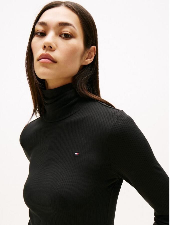 Tommy Hilfiger Shirt met lange mouwen SLIM 5X2 RIB ROLL-NK LS in een geribde structuur - Foto 5