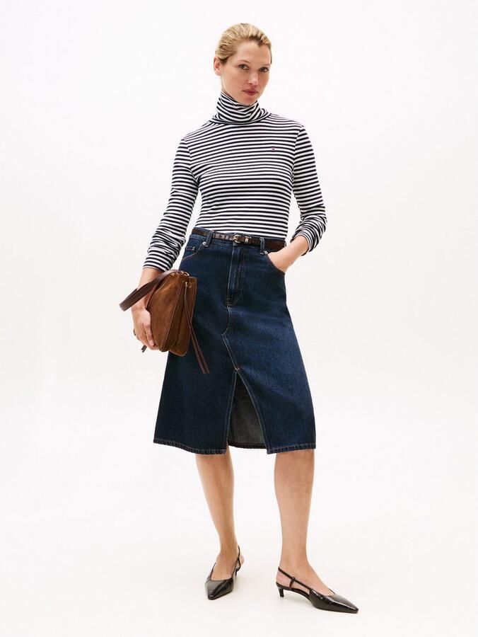 Tommy Hilfiger Shirt met lange mouwen SLIM 5X2 RIB ROLL-NK LS in een geribde structuur - Foto 3