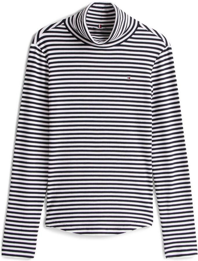 Tommy Hilfiger Shirt met lange mouwen SLIM 5X2 RIB ROLL-NK LS in een geribde structuur