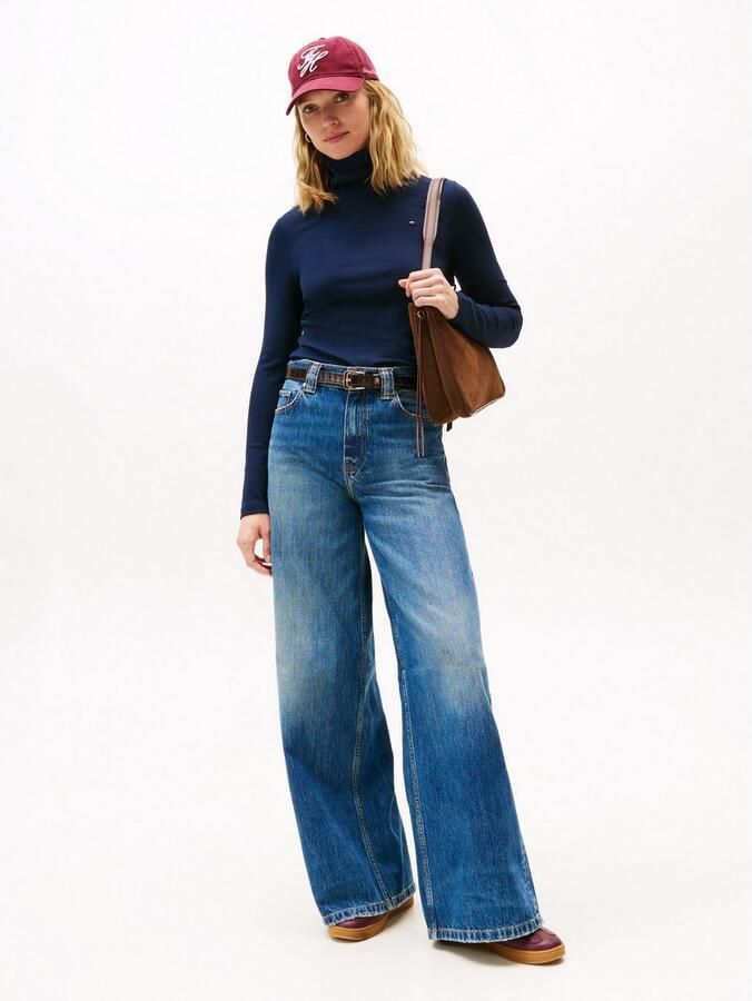 Tommy Hilfiger Shirt met lange mouwen SLIM 5X2 RIB ROLL-NK LS in een geribde structuur - Foto 3