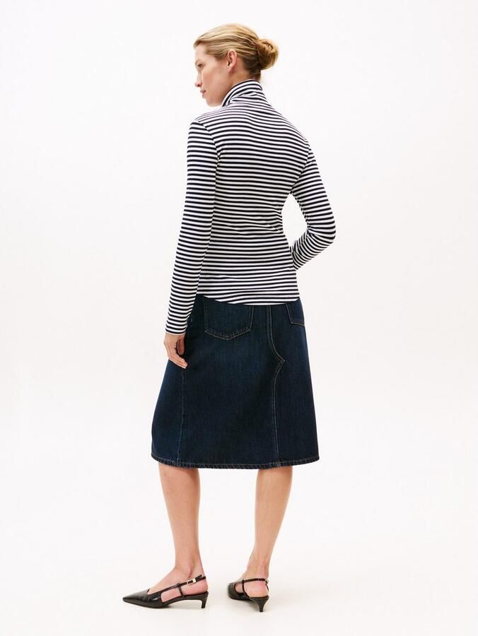 Tommy Hilfiger Shirt met lange mouwen SLIM 5X2 RIB ROLL-NK LS in een geribde structuur - Foto 4