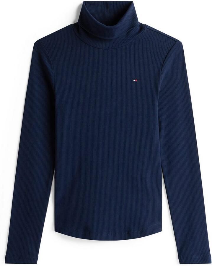 Tommy Hilfiger Shirt met lange mouwen SLIM 5X2 RIB ROLL-NK LS in een geribde structuur