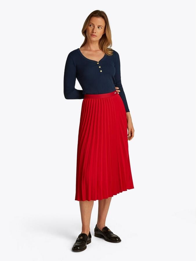 Tommy Hilfiger Shirt met lange mouwen SLIM HENLEY GB SCOOP-NK LS met ribstructuur met metalen label - Foto 8