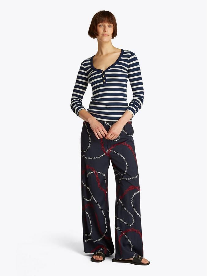 Tommy Hilfiger Shirt met lange mouwen SLIM HENLEY GB SCOOP-NK LS met ribstructuur met metalen label - Foto 8