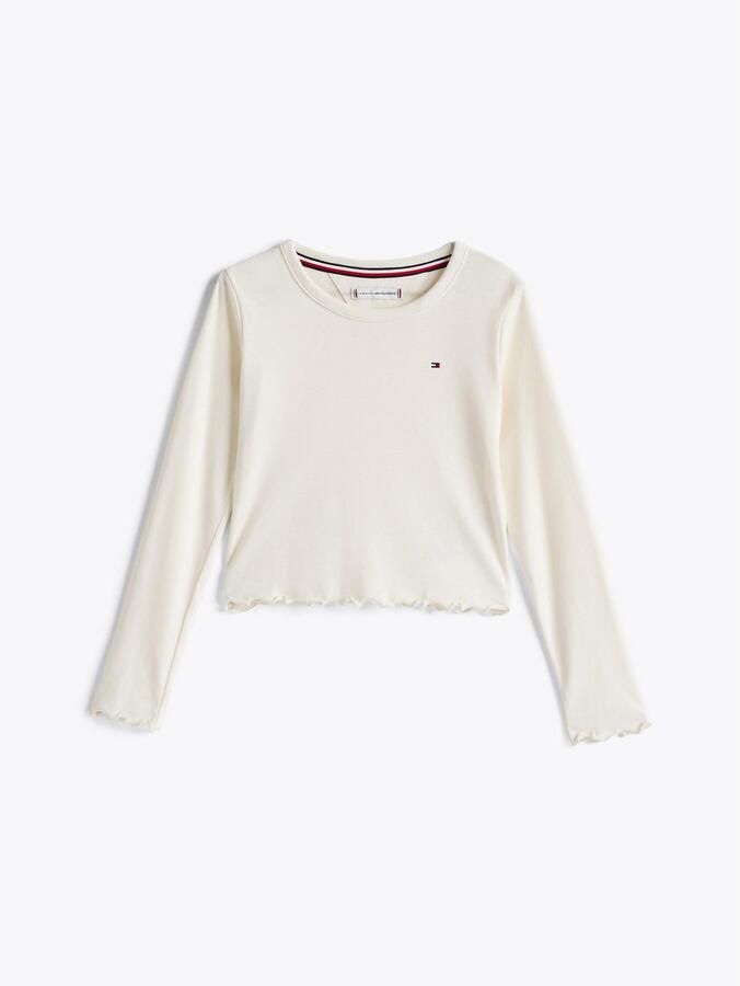 Tommy Hilfiger Shirt met lange mouwen SLUB KNIT TOP LS met golvende zoom - Foto 4