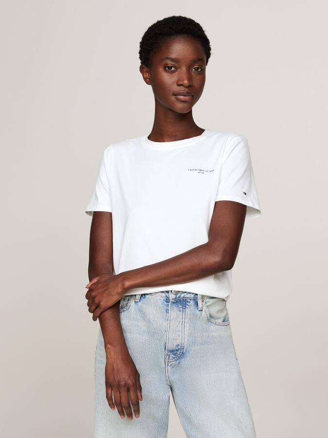 Tommy Hilfiger Shirt met ronde hals 1985 REG MINI CORP LOGO C-NK SS met logo en borduursel - Foto 5