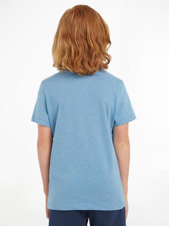 Tommy Hilfiger gemêleerd basic T-shirt lichtblauw melange Jongens Katoen Ronde hals 140 - Foto 4