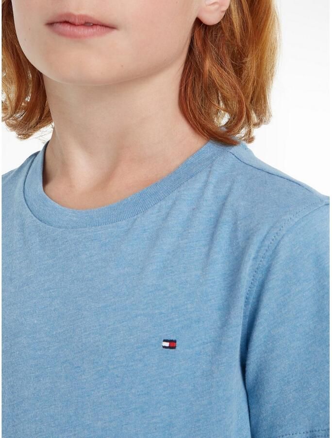 Tommy Hilfiger gemêleerd basic T-shirt lichtblauw melange Jongens Katoen Ronde hals 140 - Foto 2
