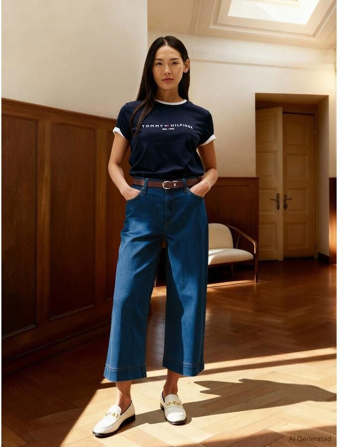 Tommy Hilfiger Shirt met ronde hals HERITAGE HILFIGER C-NK REG TEE met geborduurd lineair logo-opschrift