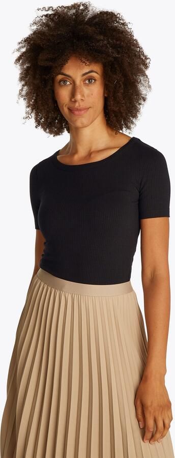 Tommy Hilfiger Shirt met ronde hals SLIM 5X2 RIB O-NK SS met discreet geborduurd logo - Foto 9