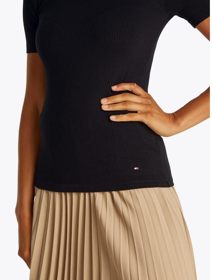 Tommy Hilfiger Shirt met ronde hals SLIM 5X2 RIB O-NK SS met discreet geborduurd logo - Foto 6