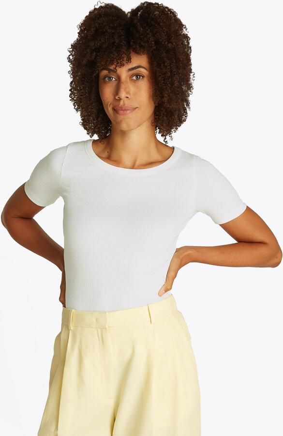 Tommy Hilfiger Shirt met ronde hals SLIM 5X2 RIB O-NK SS met discreet geborduurd logo - Foto 8