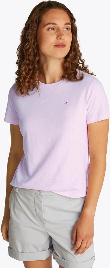 Tommy Hilfiger Shirt met ronde hals SLUB REG C-NK SS met vlamgaren structuur met logoborduurwerk - Foto 5