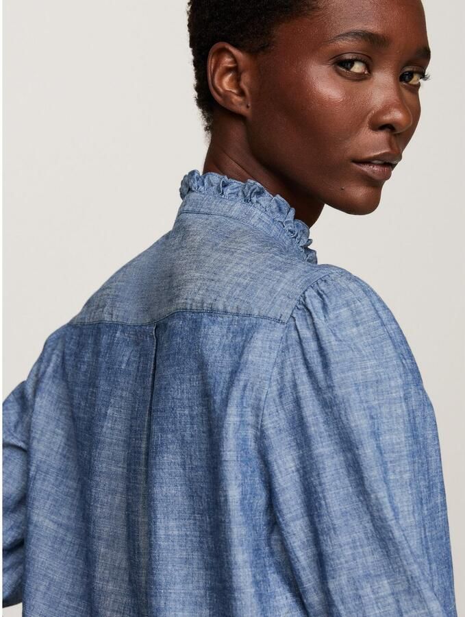 Tommy Hilfiger Shirtblouse CHAMBRAY RUFFLE RELAXED SHIRT met ruches chambray kwaliteit - Foto 4